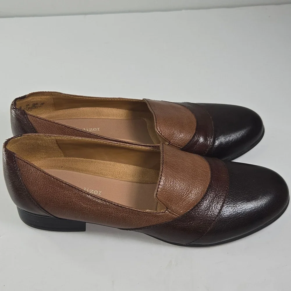 Naturalizer Coretta Women Brown Leather Block‎ Heel Loafer N5 Contour Size 9M